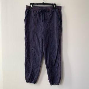Anthropologie Dark Blue Joggers with Orange stitch
